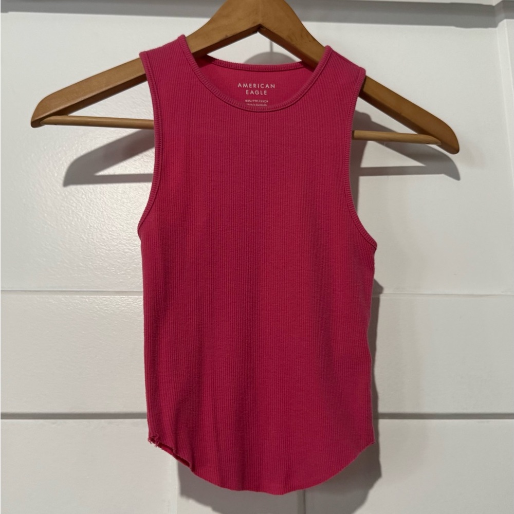 American Eagle Pink Ribbed Tank Top